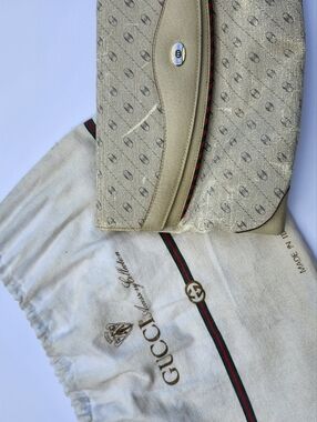 Vintage Gucci Anniversary Collection Pochette Clutch Bag Monogram Cloth Envelope